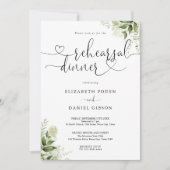 Groene Bloemhart Script Rehearsal Diner Kaart (Voorkant)