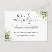 Groene Bloemhart Script Trouwdetails Informatiekaartje (Voorkant)