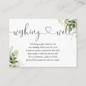 Groene Bloemhart Script Wishing Well Trouwkaart Informatiekaartje (Voorkant)