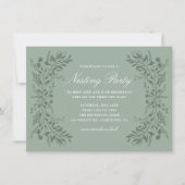 Groene Bloemige Babyfeest Uitnodiging (Voorkant)