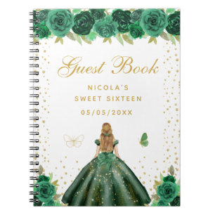 Groene Bloemige Blonde Haar Prinses Sweet Sixteen Notitieboek