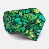 Groene Bloemige Bruidegom Stijl Stropdas (Opgerold)