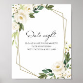 Groene Bloemige Bruidsdouche Date Night Pot Bord Poster (Voorkant)