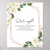 Groene Bloemige Bruidsdouche Date Night Pot Bord Poster (Voorkant)