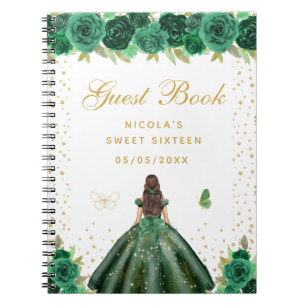 Groene Bloemige Bruine Haren Prinses Sweet Sixteen Notitieboek
