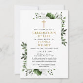 Groene Bloemige Christelijke Viering Van Het Leven Kaart (Voorkant)