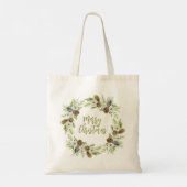 Groene bloemige dennen Kerstkrans Tote Bag (Achterkant)