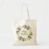 Groene bloemige dennen Kerstkrans Tote Bag (Voorkant)