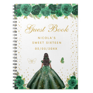 Groene Bloemige Donkere Huid Prinses Sweet Sixteen Notitieboek