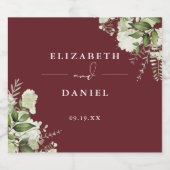 Groene Bloemige Elegante Rozenhout Roze Bruiloft Sparkling Wijnetiket (Enkel label)