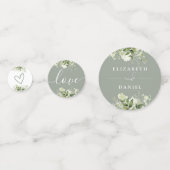 Groene Bloemige Elegante Saliegroen Huwelijk Confetti (Voorkanten)