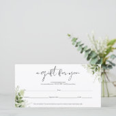 Groene Bloemige Elegante Script Cadeaubon (Staand voorkant)