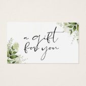 Groene Bloemige Elegante Script Cadeaubon Visitekaartje (Voorkant)