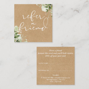 Groene Bloemige Elegante Script Landelijke Kraft Aanbevelingskaartje