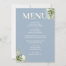Groene Bloemige Elegante Stof Blauw Menu Kaart Bor