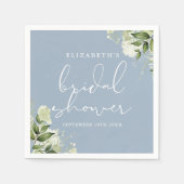 Groene Bloemige Elegante Stofachtige Blauwe Bruids Servet (Voorkant)