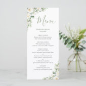 Groene Bloemige Elegante Trouwmenu Menu (Staand voorkant)