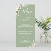 Groene Bloemige Elegante Trouwmenu Menu (Staand voorkant)