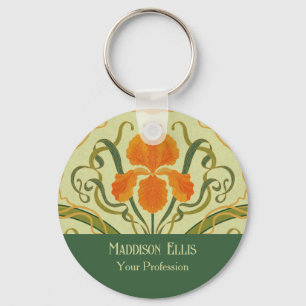 Groene Bloemige Elegante Vrouwelijke Art Nouveau Z Sleutelhanger