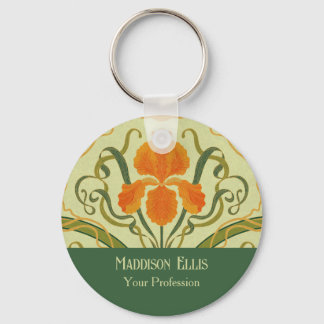 Groene Bloemige Elegante Vrouwelijke Art Nouveau Z Sleutelhanger