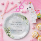 Groene Bloemige Elegante Winter Bruiloft Papieren Bordje (Feest)