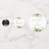 Groene Bloemige Elegante Zwarte En Gouden Trouw Confetti (Achterkanten)