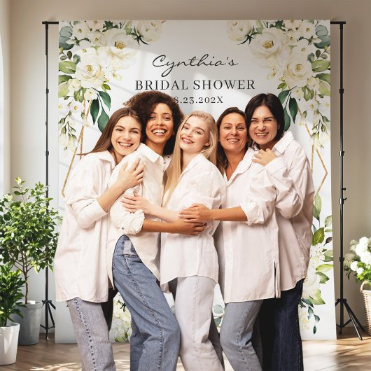 Groene Bloemige Geometrische Bruidsdouche Achtergr Wandkleed