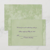 Groene Bloemige Geprègede RSVP Kaart (Voorkant / Achterkant)