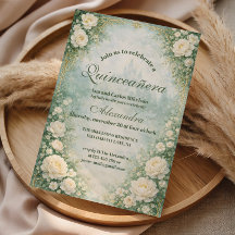 Groene Bloemige Gouden Tuin Quinceañera