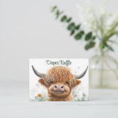 Groene bloemige Highland koe Luier Raffle Informatiekaartje (Staand voorkant)