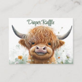 Groene bloemige Highland koe Luier Raffle Informatiekaartje (Voorkant)