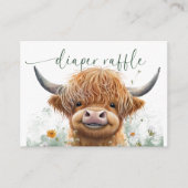 Groene bloemige Highland koe Luier Raffle Informatiekaartje (Voorkant)