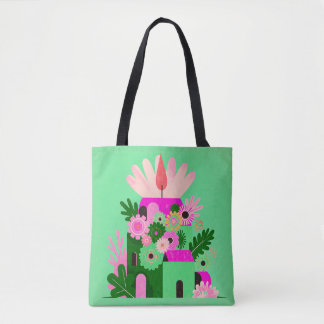 Groene Bloemige Huistas Tas