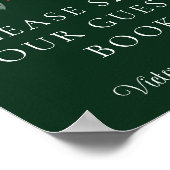 Groene bloemige kerst bruiloft gast boek poster (Hoek)