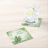 Groene Bloemige Kerstvakantie Papier Onderzetter (Insitu)