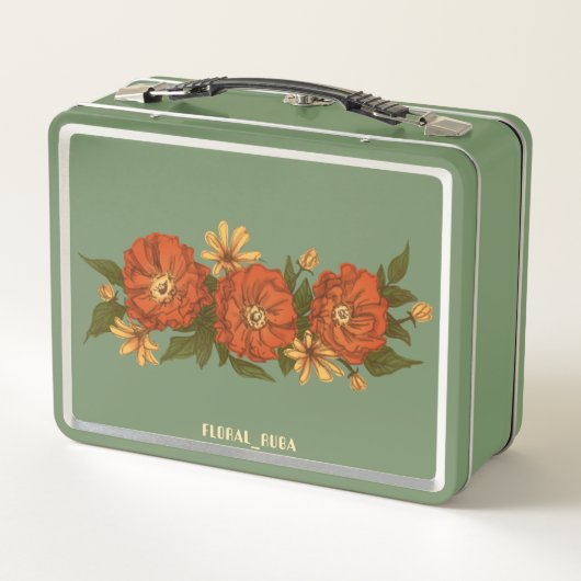 Groene bloemige lunchbox (Achterkant)