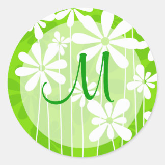 Groene bloemige monogram zegel