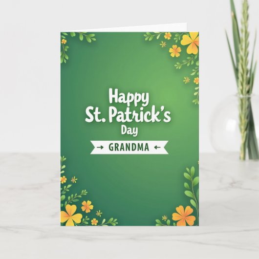 Groene Bloemige Oma St. Patrick Kaart (Voorkant)