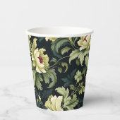 Groene Bloemige Pioen Modern Papieren Bekers (Voorkant)
