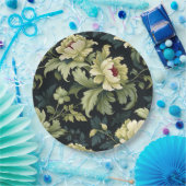 Groene Bloemige Pioen Modern Papieren Bordje (Feest)