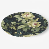 Groene Bloemige Pioen Modern Papieren Bordje (Gekanteld)