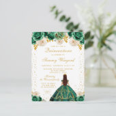 Groene Bloemige Princess Quinceañera Briefkaart (Staand voorkant)
