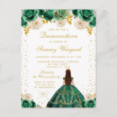 Groene Bloemige Princess Quinceañera Briefkaart (Voorkant)