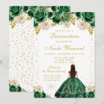 Groene Bloemige Prinses Quinceañera