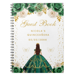 Groene Bloemige Prinses Quinceañera Notitieboek