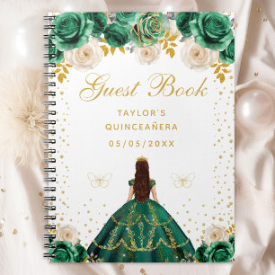 Groene Bloemige Prinses Quinceañera Notitieboek