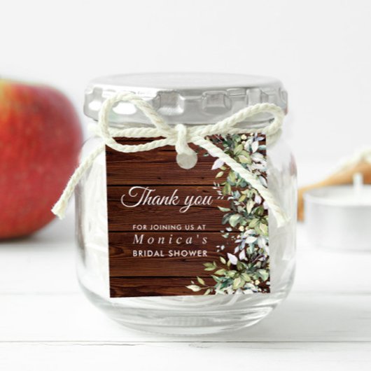 Groene Bloemige Rustieke Houten Bruids Bruiloft Bedankjes Labels