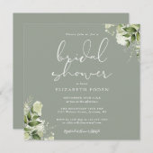 Groene Bloemige Salie Groene Bruidsdouche Kaart (Voorkant / Achterkant)