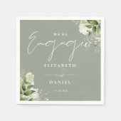 Groene Bloemige Salie Groene Verlovingsfeest Servet (Voorkant)