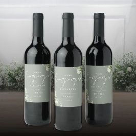 Groene Bloemige Salie Groene Verlovingsfeest Wijn Etiket